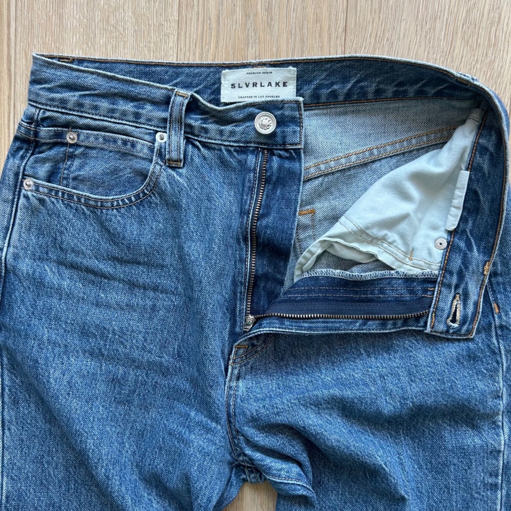 SLVRLAKE London Jeans 28 Born to Run High Rise Straight Leg Premium Denim USA - Picture 3 of 14